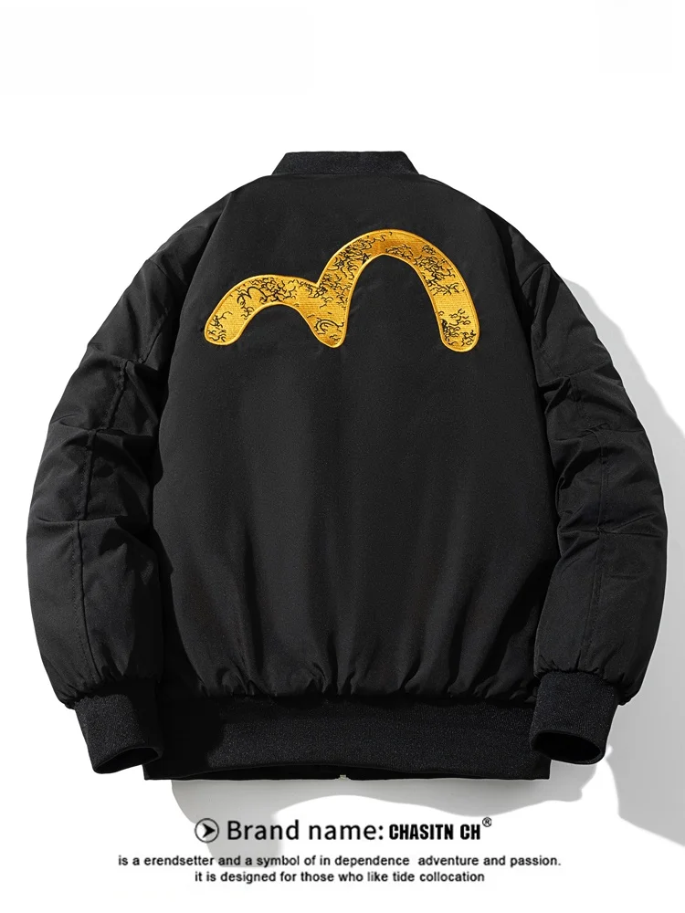 

Fashionable Thickened Cotton Jacket for Men Casual Embroidered Couples Outerwear Loose Fit Autumn Winter New Arrival Street S...