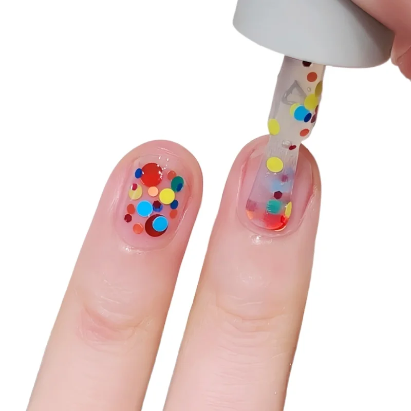 

Cute colored polka dots, apply m beans to your hands, New Year's manicure nail polish, no baking, quick drying