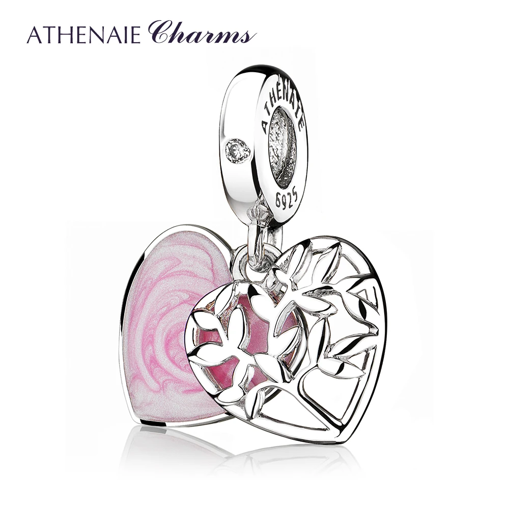 ATHENAIE Fashion New 925 Sterling Silver Clear CZ Tree of Love ciondola il fascino misura le donne bracciali collane gioielli fai da te