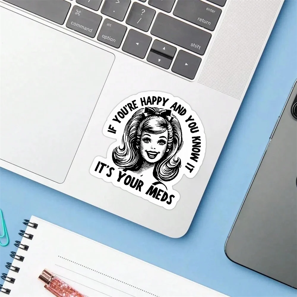 10 قطع "إذا كنت سعيدًا وأنت تعرف ذلك" ملصق لاصق اقتباس مضحك لأجهزة الكمبيوتر المحمولة وألواح التزلج وزجاجات المياه والمزيد #6