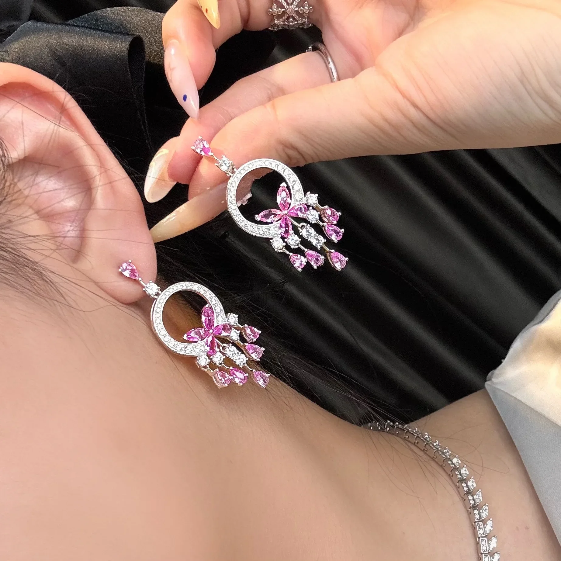 

New S925 Silver 3 * 6 Horse Eye 0.5ct Nurture Red Treasure/Blue Treasure/Emerald Fashion Versatile marry Jewelry