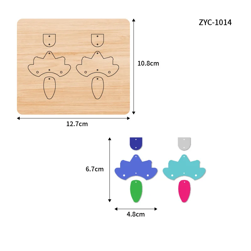 Wooden Earring Cutting Mold, Suitable for Die Cutting Machines, ZYC-1014