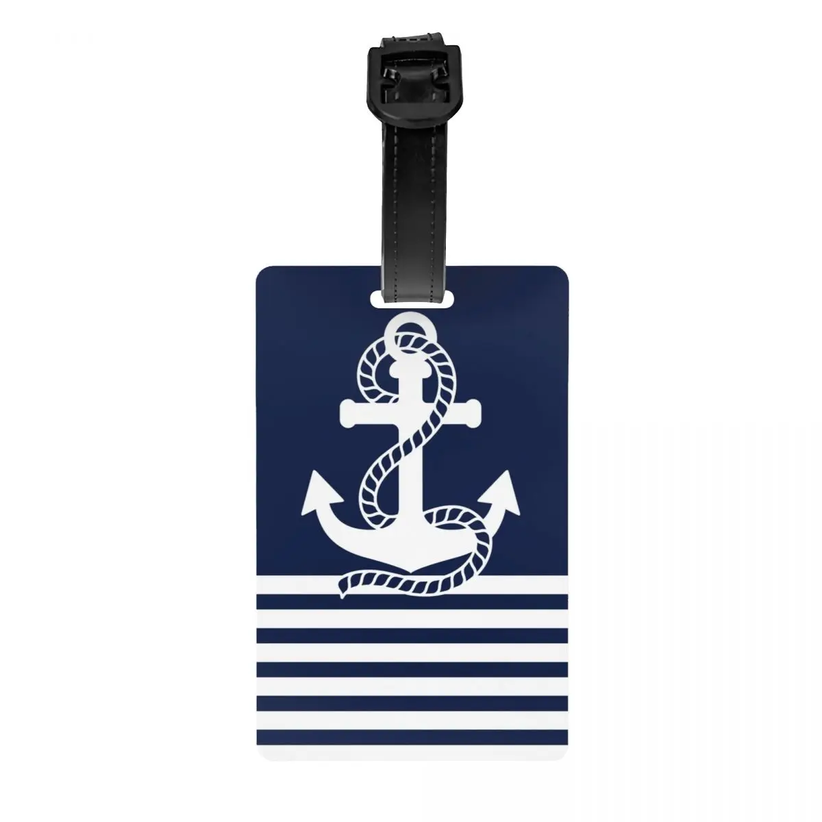 Custom Nautical Navy Blue Stripes And White Anchor Luggage Tag for Suitcases Navigation Baggage Tags Privacy Cover Name ID Card