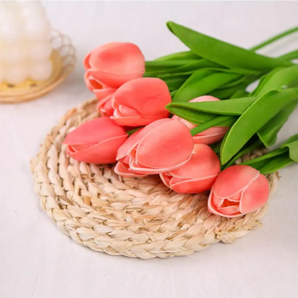 

5 Pcs Simulated Tulip 34cm Artificial Tulip Fake Flowers Faux Tulip Bulk Mother's Day Gift Wedding Home Decorations