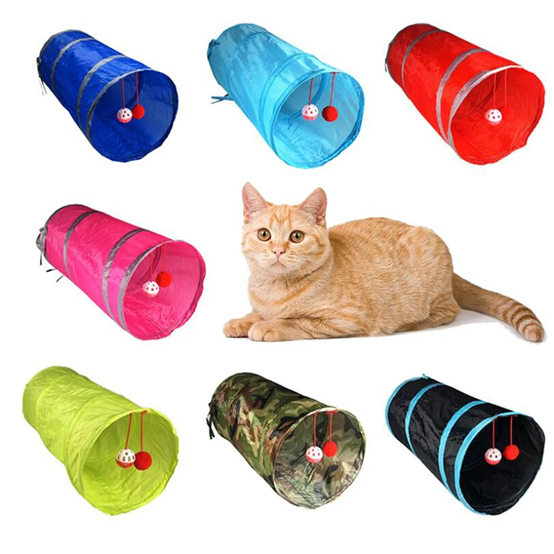 Foldable Cat Kitten Play Tunnel Rabbit Cave Passageway Tubes Pet Bell Small Passage Hiding Toy