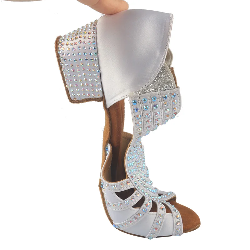 Wedopus blanc chaussures de danse latine femmes strass salle de bal Salsa chaussures de danse semelles souples fête/mariage chaussures talons bas