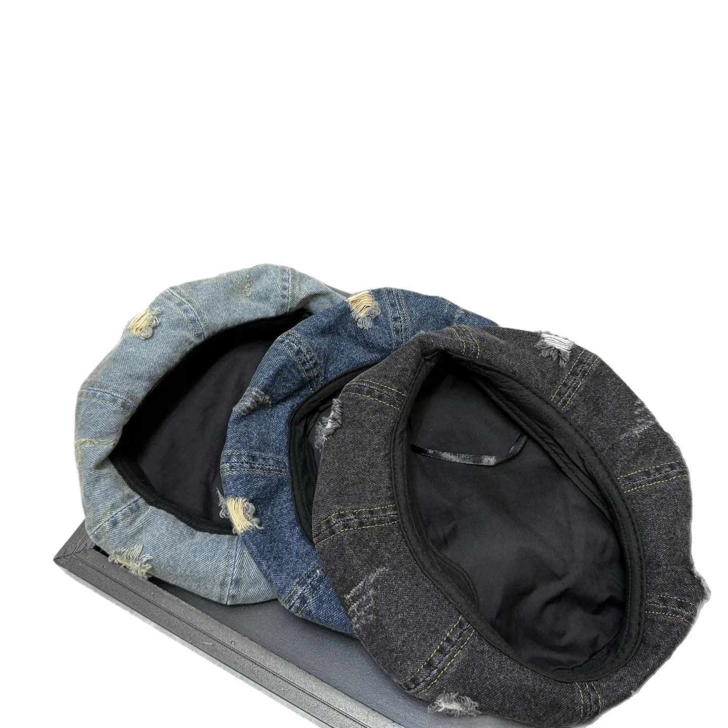 Washed Denim Berets Hats for Women Vintage Harajuku Style Travel Versatile Casual Retro Octagonal Hats Girls