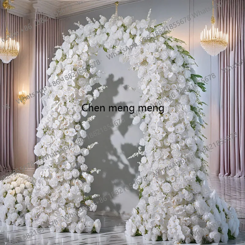 

230CM Artificial Flower White Rose Butterfly Orchid Artificial Horn Flower Set Tailored for Enchanting Wedding Stage Backgrounds