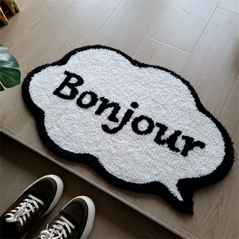 French Letters Tufted Carpet Mat Soft Fluffy Thick Tuftting Room Entry DoorMat Anti-slip Rug Entrance Floor Mat