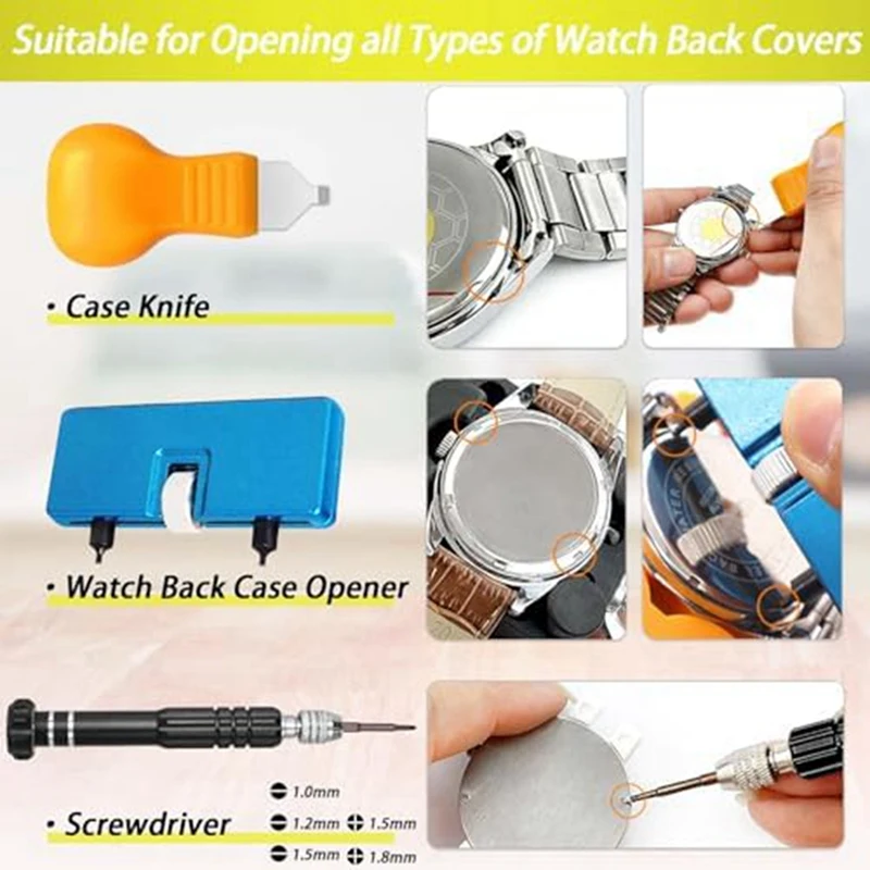 1Set Watch Repair Kit Watch Battery Replacement Watch Back Remover Holder Watch Press Tool Set