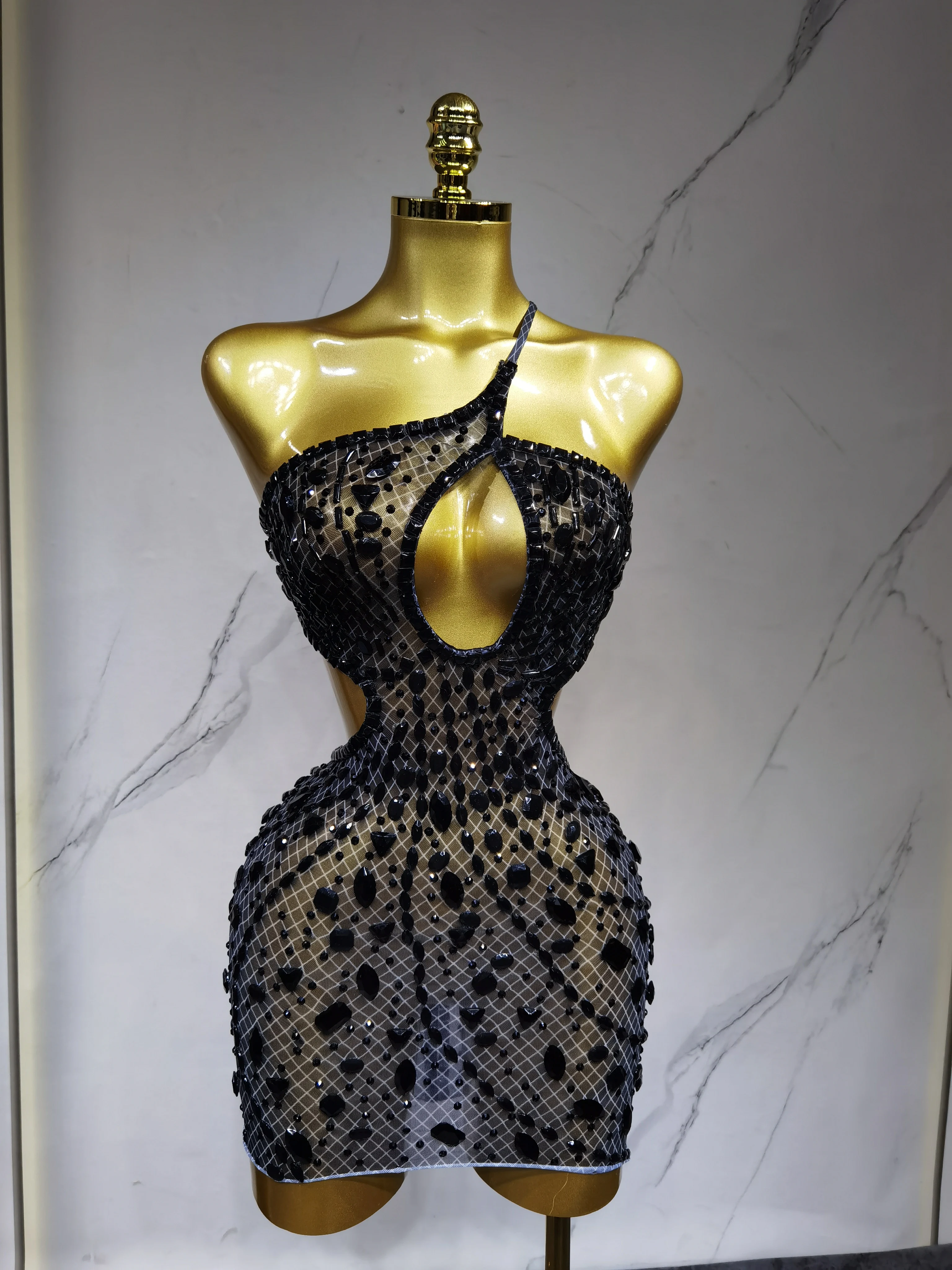 New Arrival Women 2025 Sexy Backless Hollow Out Diamond Evening Prom Gown Birthday Luxury Celebrate Stage Nightclub Outfit