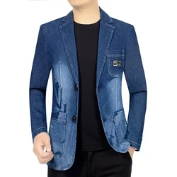 New Fashion Men Casual Denim Blazers Jackets High Quality Man Jeans Suits Coats Male Slim Fit Denim Suits Jackets Size 4XL