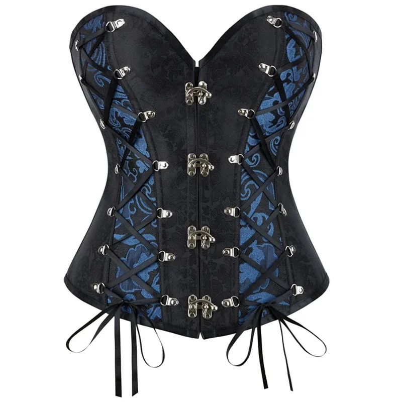الرجعية Steampunk كورسيه فوقي للنساء أعلى المرأة الأرجواني ضمادة محدد شكل الجسم المشدات هالوين خمر القوطية الدانتيل متابعة الملابس الداخلية المشدية