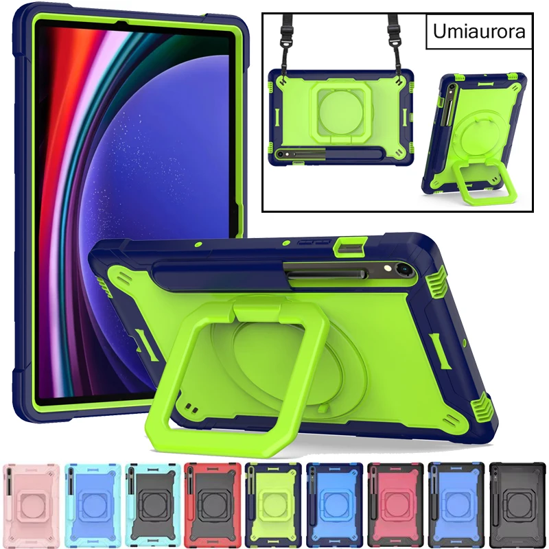 

For Samsung Tab S11 11 inch SM-X730 S7 S8+ S9+ S10 FE+ Plus SM-X620 X820 X520 Pull Ring Stand Strap Tablet Case Shockproof Funda