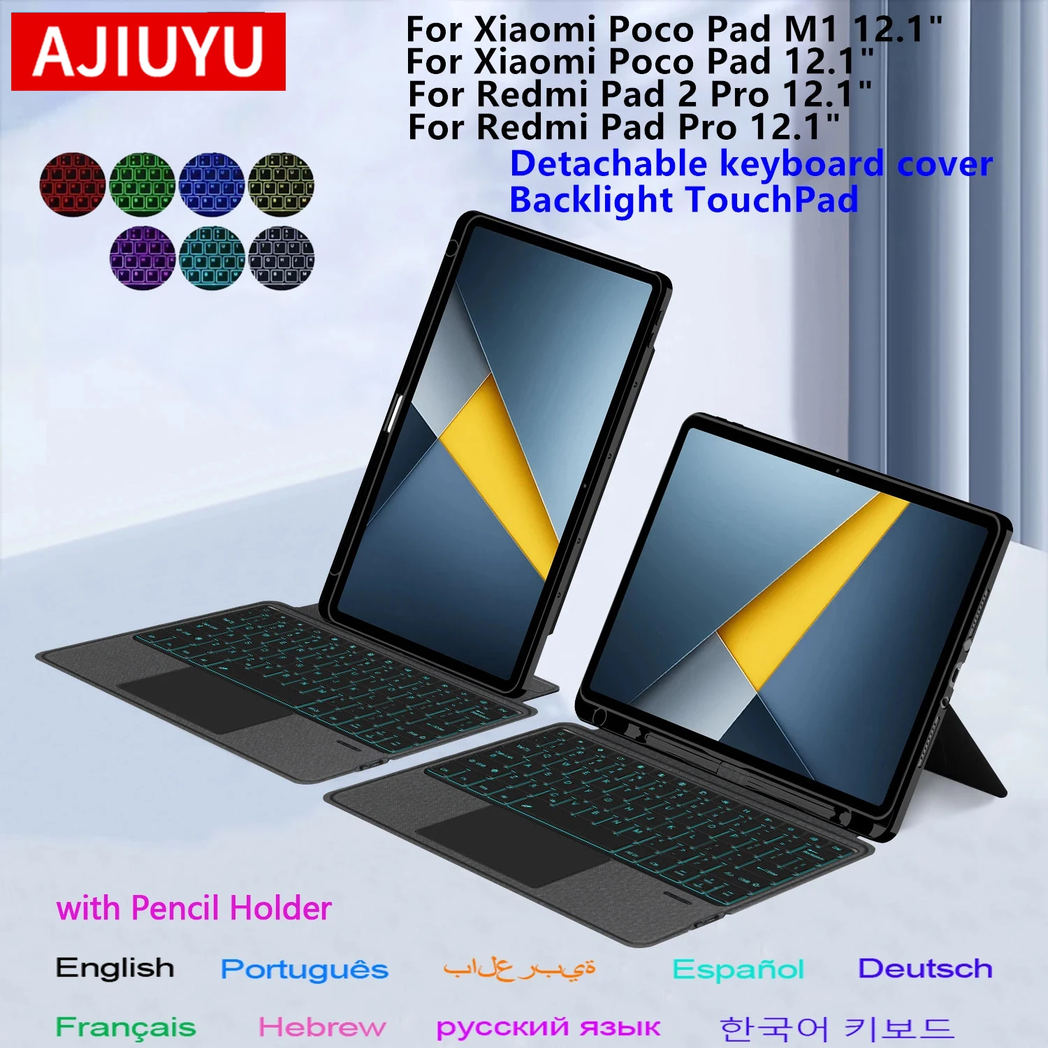 

Detachable Magic Keyboard Case For Xiaomi Poco Pad M1 2025 Redmi Pad 2 Pro 12.1" Tablet Smart TouchPad Backlight Keyboard Cover