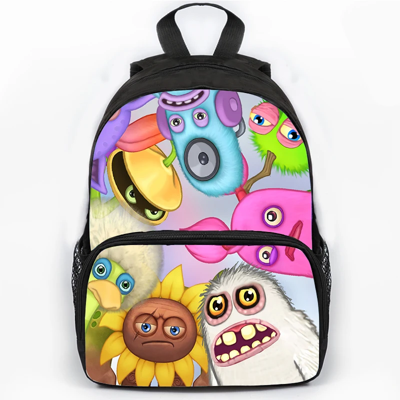 Waterproof Game My Singing Monsters Backpack, Mochila Escolar para Meninas e Meninos, Estudantes Travel Bag, Canvas Esporte Mochilas, 16\