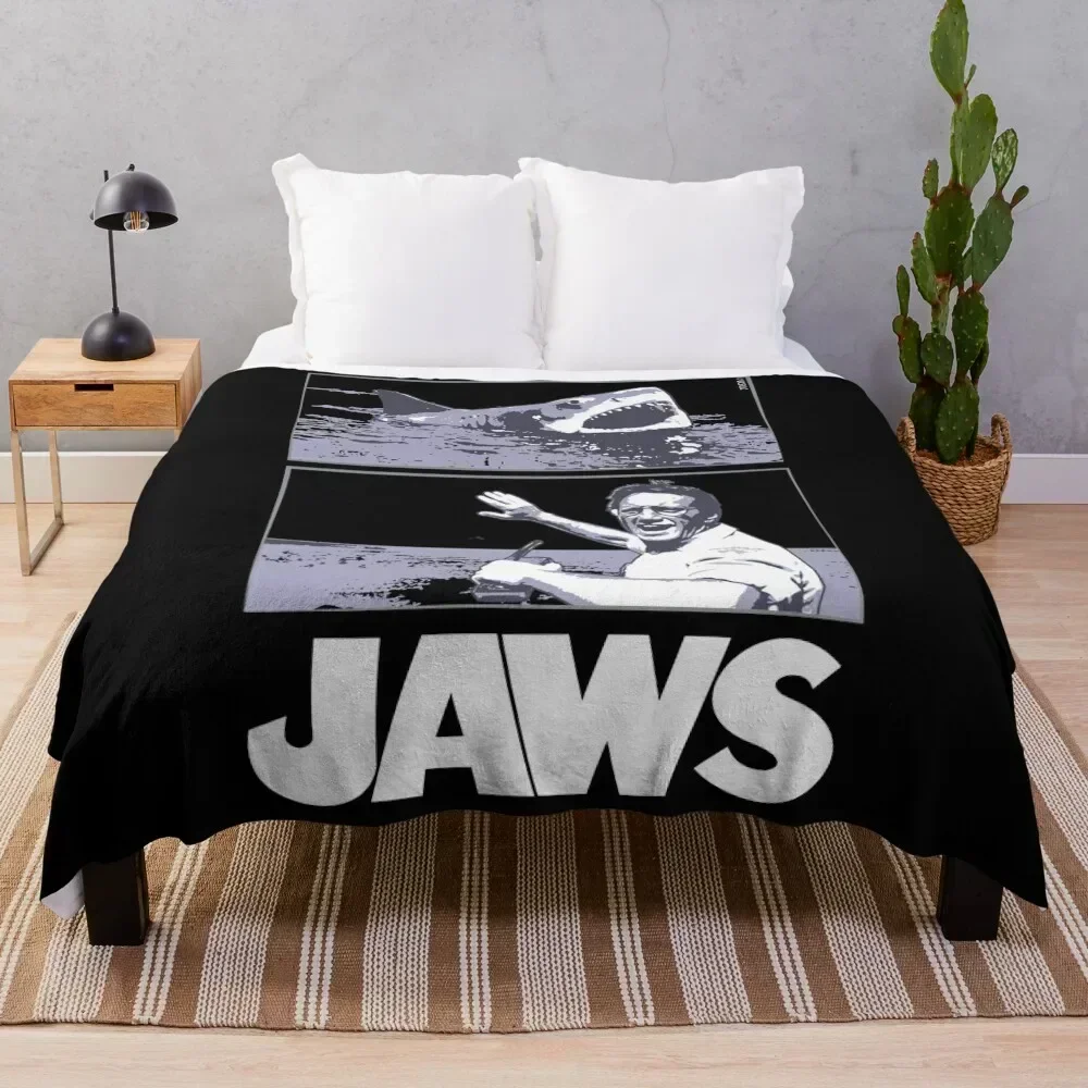 

Jaws 1975 movie fan art Throw Blanket Plush Fuzzy Cozy Blanket for Couch Sofa