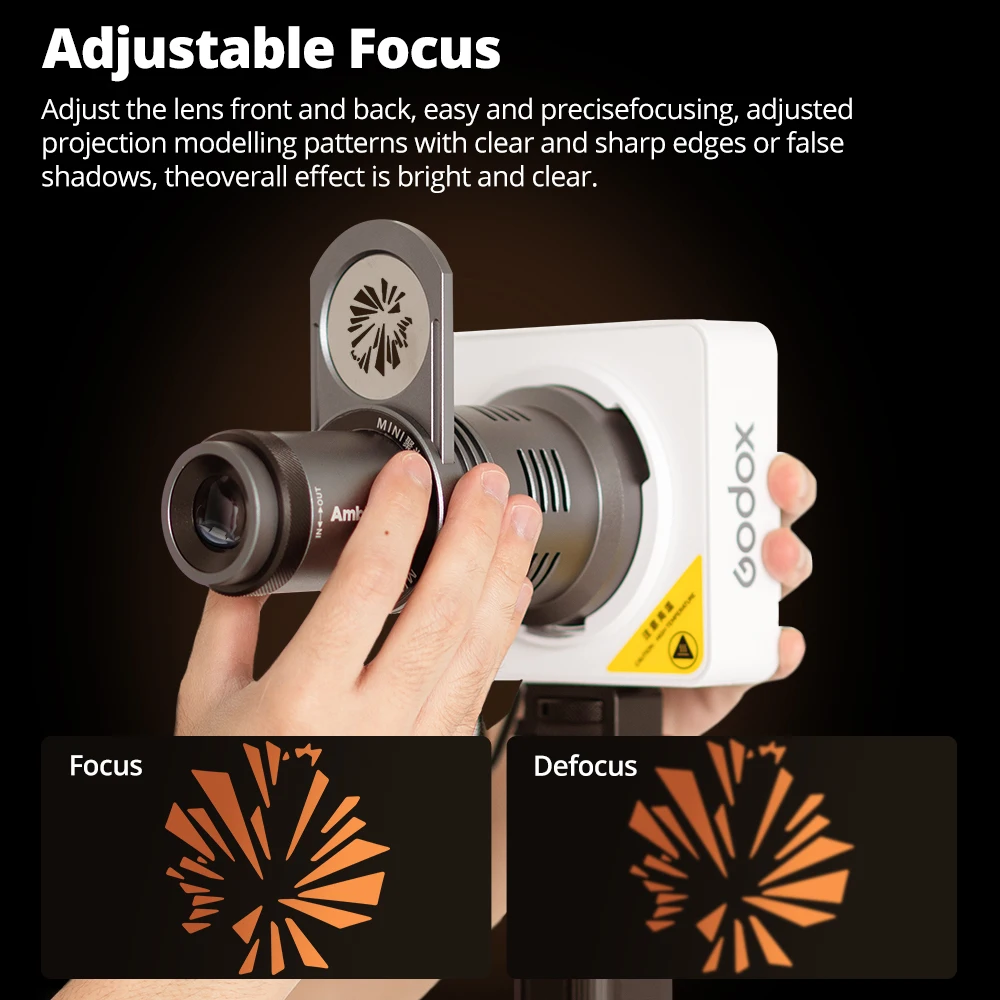 Ambitful LED Fill Light Projector Attachment GODOX Mini Mount Spotlight Conical Snoot Optical Condenser For Godox ML100 ML60ML30