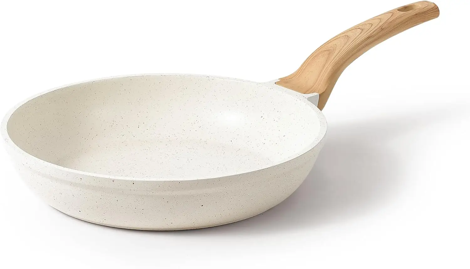 

Гранитная сковорода с антипригарным покрытием, индукционная сковорода с термостойкой ручкой, без PFOA, кремово-белая, 12 дюймов