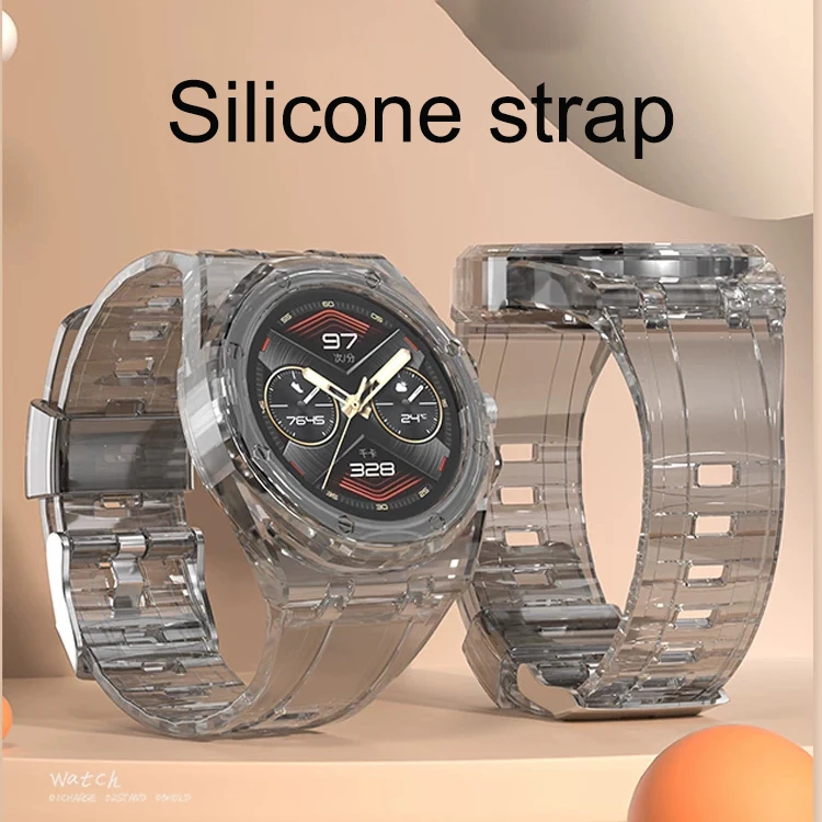 Modification Strap For Huawei Watch GT Cyber Watch, Integrated Strap, Replaced Watchband with Transparent Silicone Case