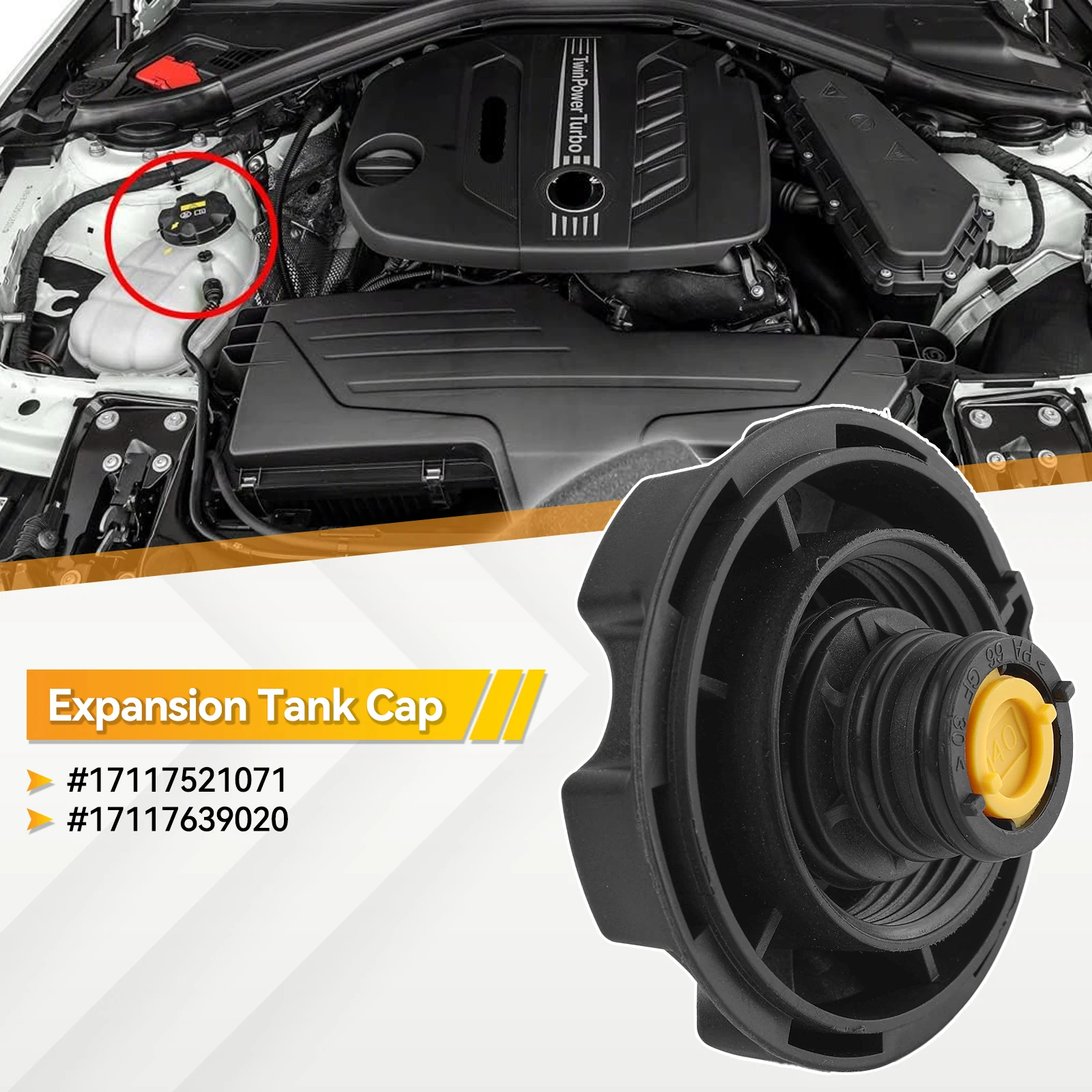 17117639020 Car Radiator Expansion Water Tank Cap Cover For BMW 3 5 7 Series X1 X3 X5 E70 E82 E88 E89 E90 E91 E92 17117521071