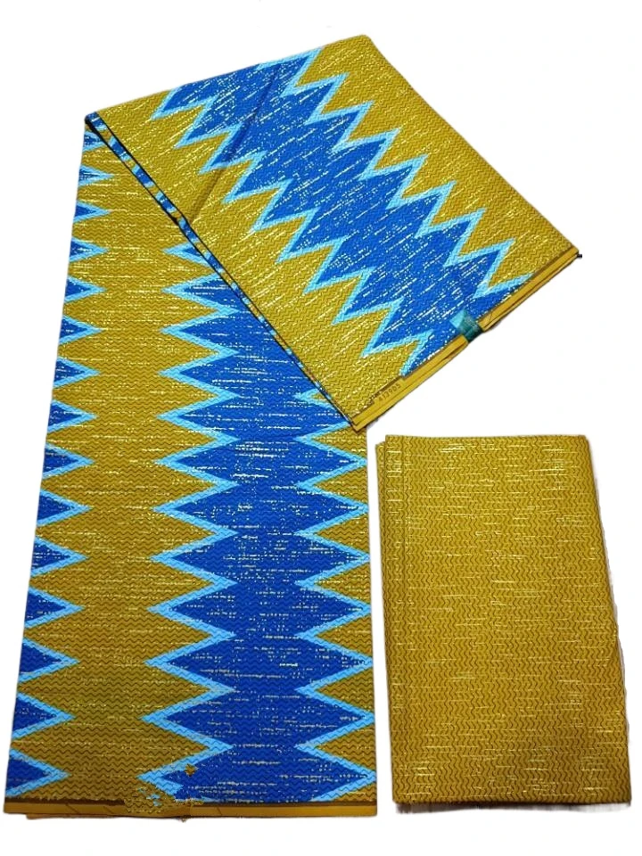 Ankara African Fabric gold  Real Wax Fabric Nigeria Ghana Style Tissu Sewing Dress Craft DIY 100% Cotton 4+2yards