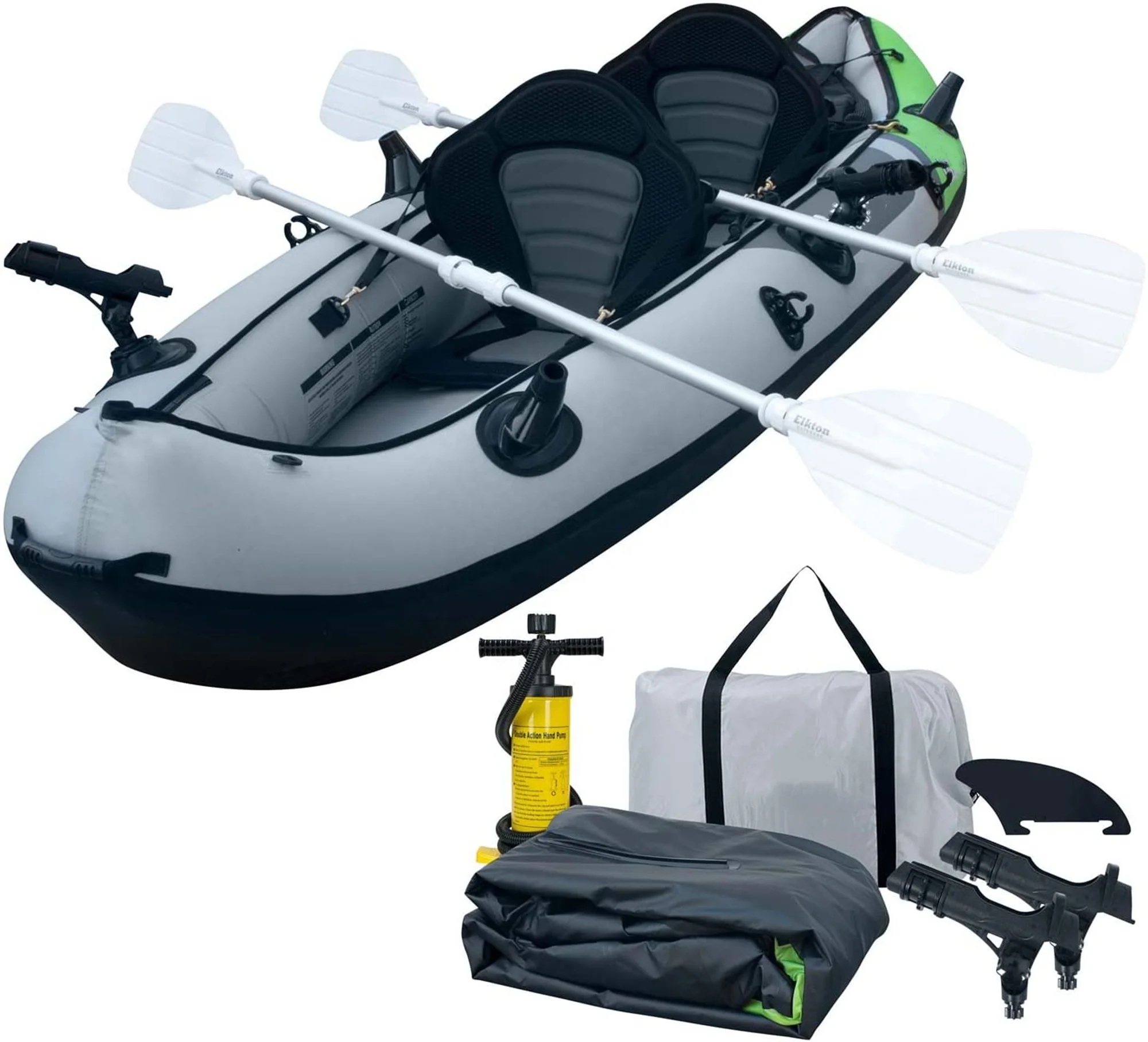 Airo 2 Person Tandem Inflatable Fishing Kayak, 10-Foot with EVA Padded Seats, Includes 2 Active Fishing Rod Holder Mounts