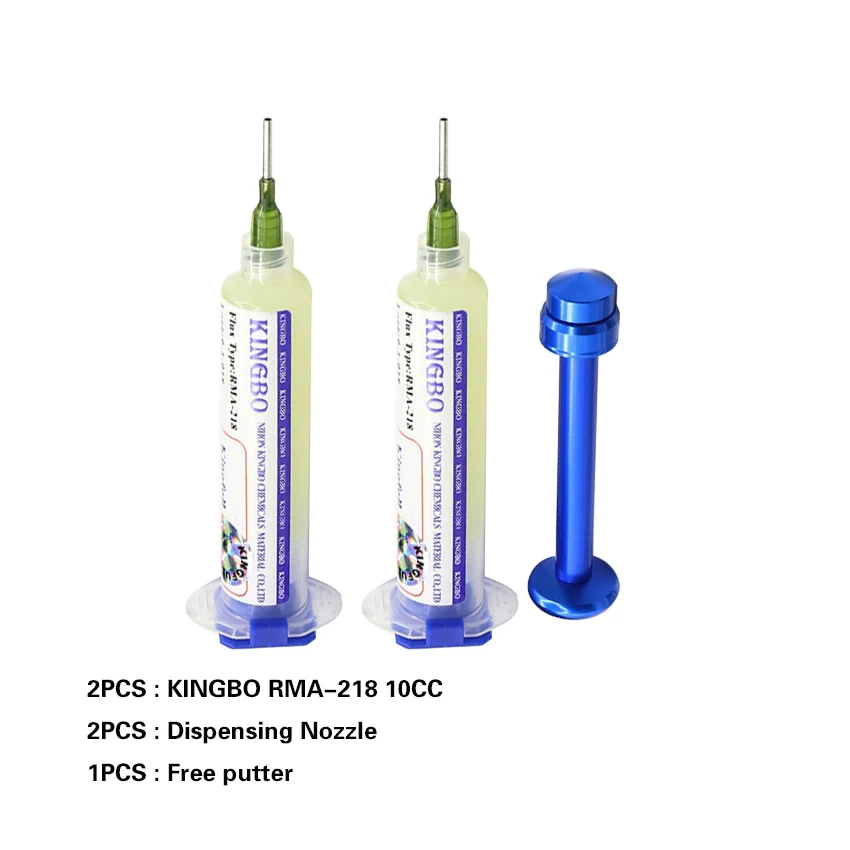 100% original authentic KINGBO RMA-218 10CC Solder Paste Flux For Soldering Assist + Dispenser Needles