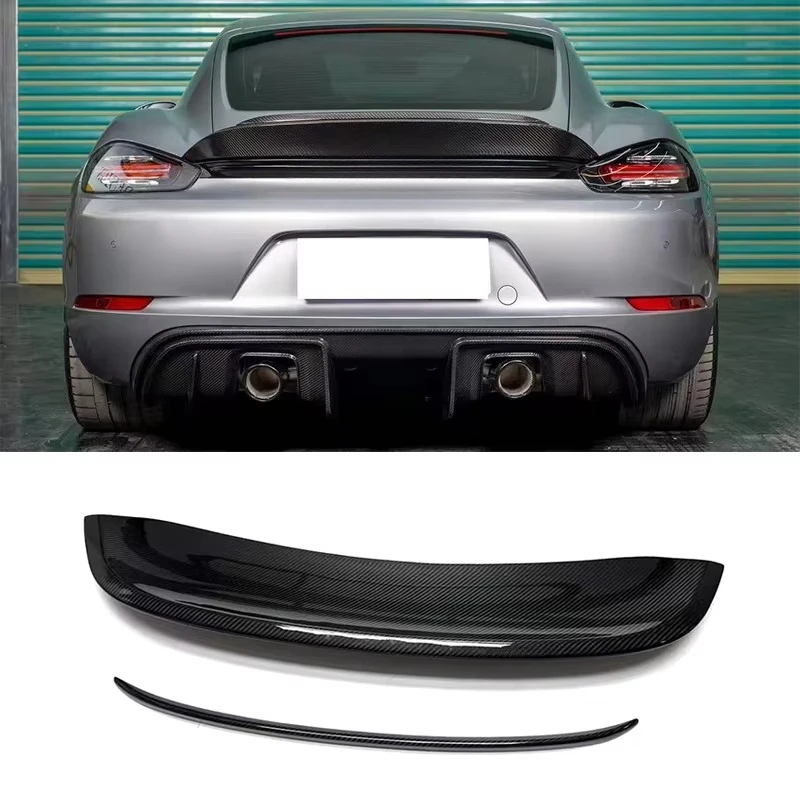 

718 RS Style Carbon Fiber Rear Wing Trunk for Porsche 718 982 Cayman Boxster GT4 Tail Spoiler Body Kit