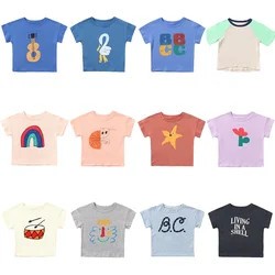 2025 Korean Summer Tops Children's Short Sleeve Cartoon Clothing European Style Kids' T-Shirt Fun Animation Design Summer Wear