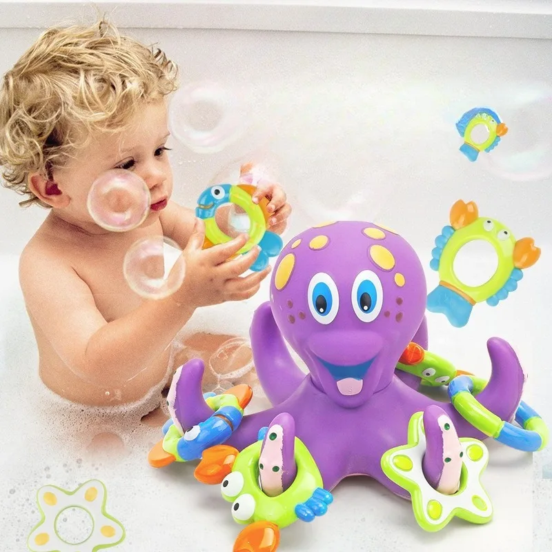 لعبة رمي الأخطبوط الدائري التعليمية للأطفال: لعبة رمل الاستحمام على شكل حبار الأخطبوط الصغير للتفاعل بين الوالدين والطفل #1