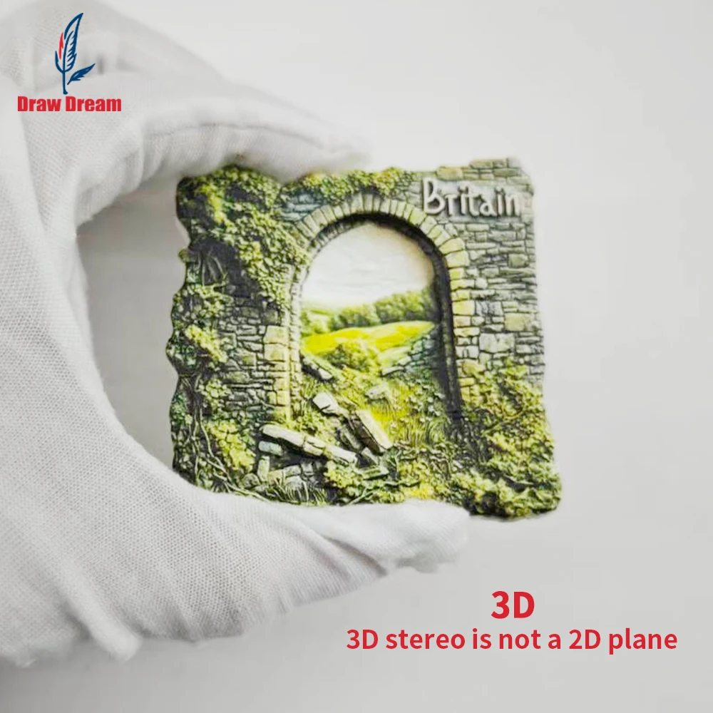 1Pc British Wilderness Arch Creative 3D Embossed Refrigerator Magnet World Travel Souvenir Collection Suitable for Home and Office Decoration, Personalized Exclusive Travel Souvenir Magnetic Refrigerator Magnet Home De