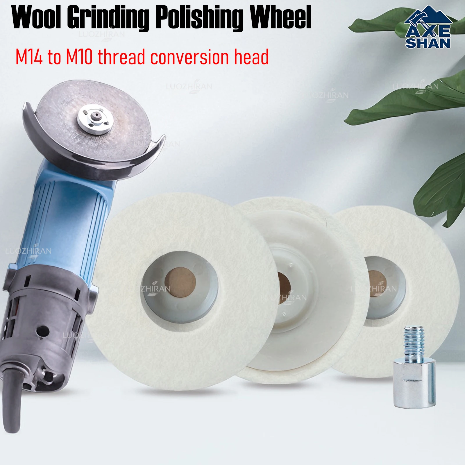 1/2 PCS Wool Polishing Wheel Felt Buffing Disc M14 To M10 Adapter for Metal Glass Marble Ceramic Mirror Polishing Angle Grinder