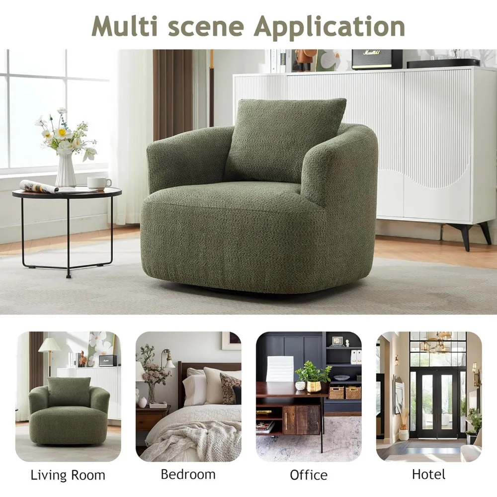 360 ° كرسي أريكة شانيل دوار مع وسادة، كرسي بذراعين منجد بقاعدة عميقة 38.2 للترفيه #5