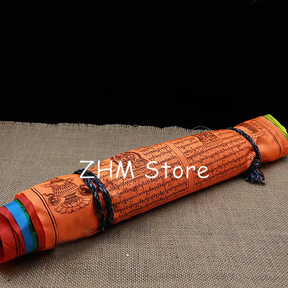 10 Meters 21 Pcs/String Religious Flags, 7 Colors 21 Rulai Mantra/7 Mantras in 1 String Silk Cloth Colorful Prayer Flags