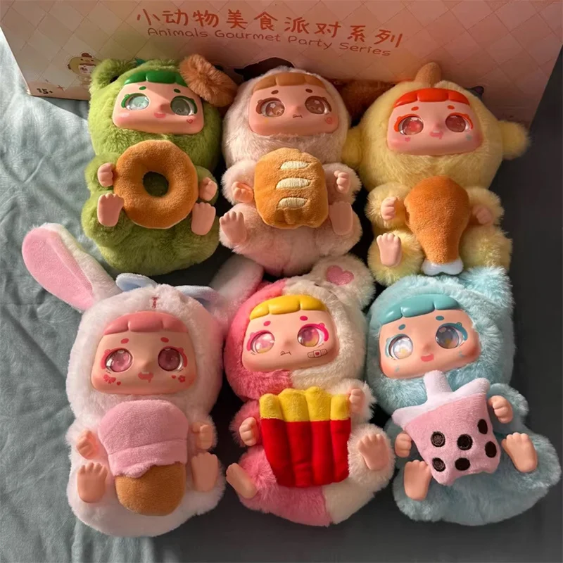 

Cluttonous Kids Animals Gourmet Party Series Surprise Plush Blind Box Doll Desktop Ornaments Backpack Pendant Collection Gifts