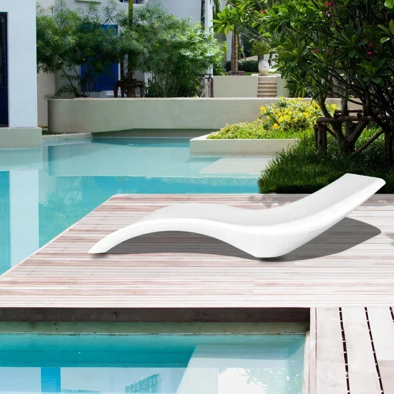 

Sun Loungers & Silla Playa Set of 2 Outdoor In-Pool Furniture Designer White Chaise for Water Relaxation Beach Poolside