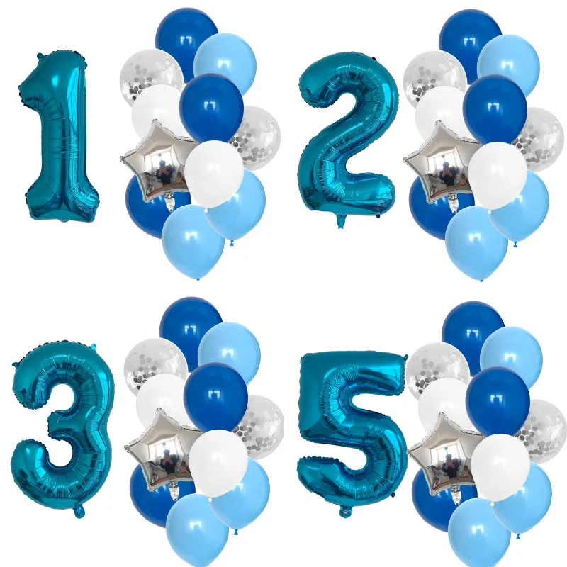 12 Stücke Folie Geburtstag Ballon Nummer 0 1 2 3 4 5 6 7 8 Globos Dekorationen Latex Ballon Konfetti Baby Junge Geburtstag Party Supplies