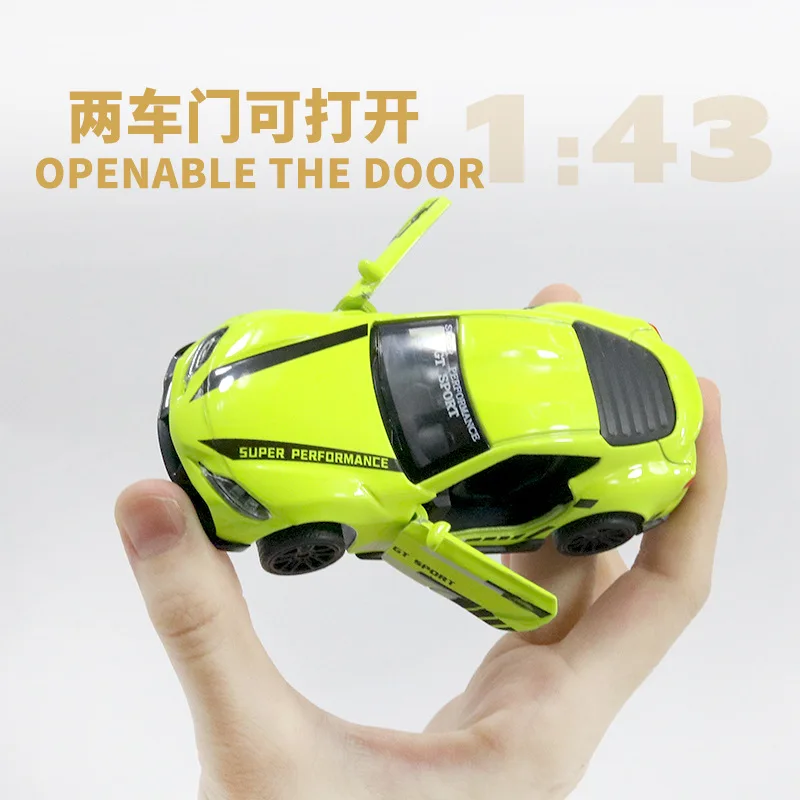 1: 43 race track sports car model children's toy alloy rebound can open the door boy car gift cake baking ornament