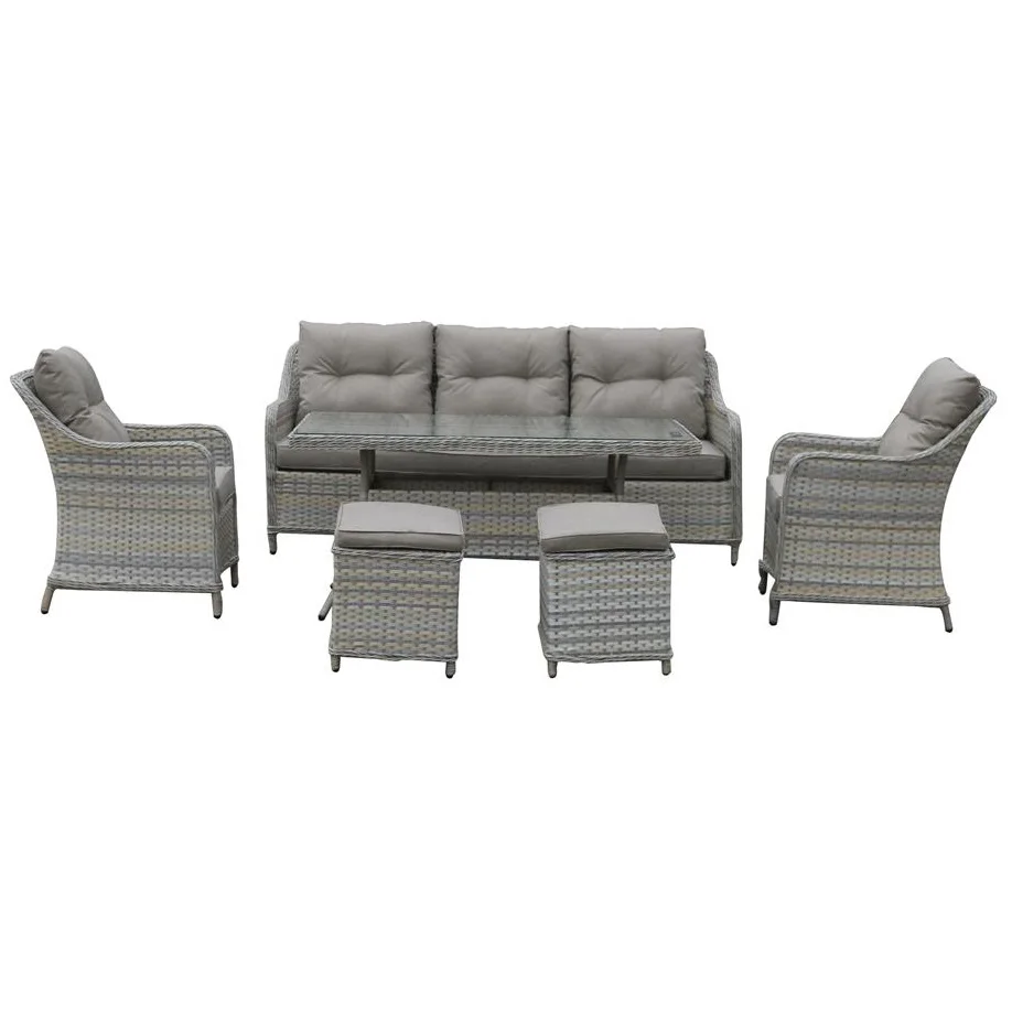 

Hot Sale 6 Pieces Rattan Aluminum Furniture Outdoor Tables and Chairs Outdoor Furniture Rattan Sofa Sets Garden Furniture