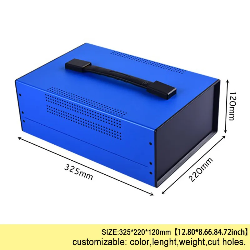 Imagem -02 - Caixa de Ferro para Caixa de Junção Metal Eletrônico Faça Você Mesmo Perfil Habitação Case do Instrumento 325x220x120 mm Bda40008