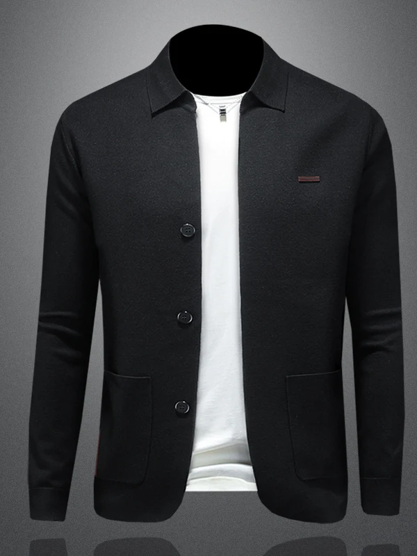 

Faionable Knitted Slim Fit Collared Sweater Casual Sle Long Sve Polyester Fiber Youth Men's Autumn Winter New Arrival