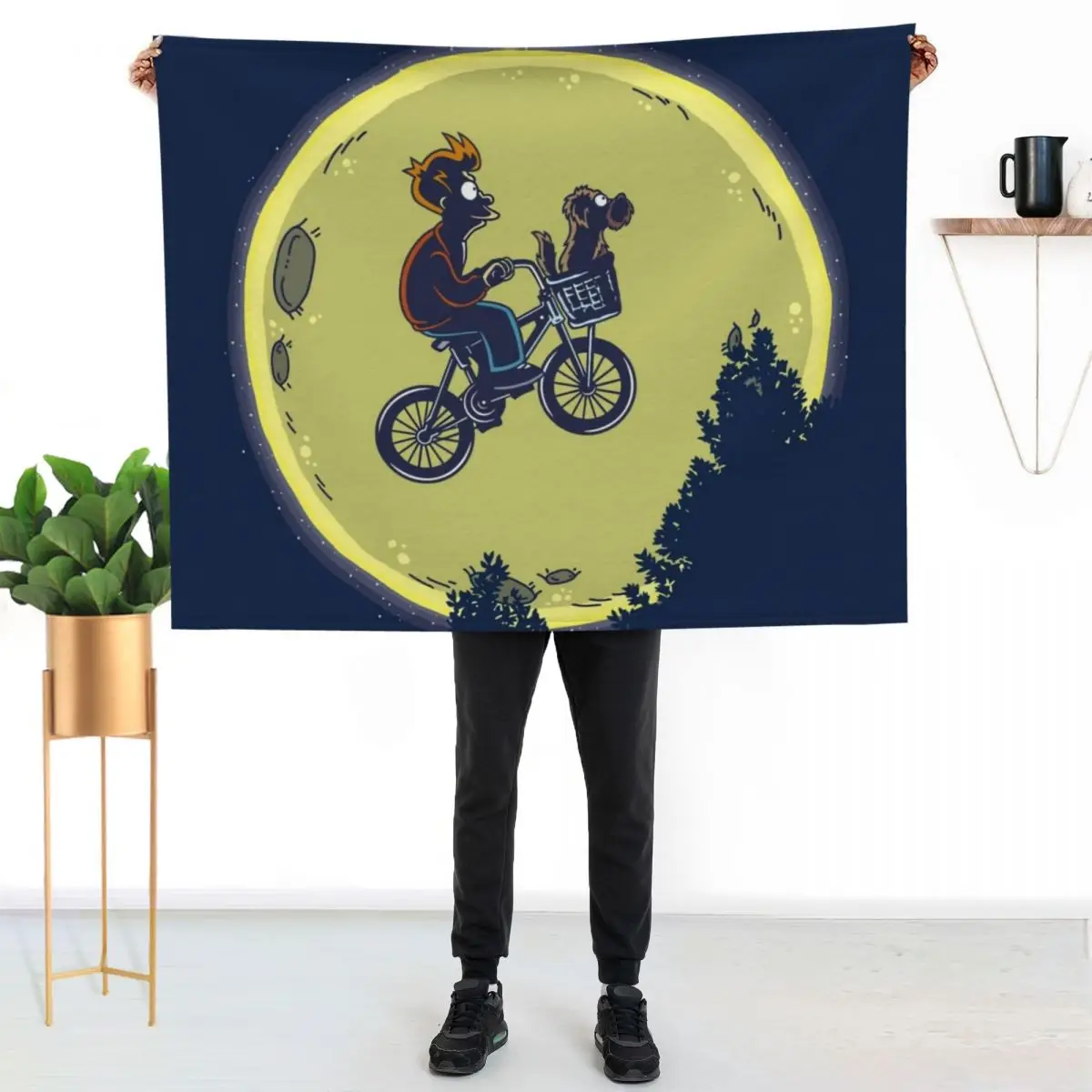 Fry me to the moon Throw Blanket Moving For Sofa Thin Polar Shaggy halloween Decorative Sofa Blankets