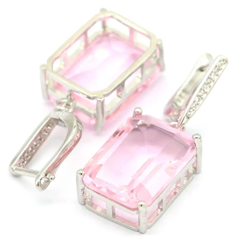 Buy 5 Get 1 Free 36x13mm Stunning 18x13mm Golden Citrine Pink Kunzite White CZ Women Daily Wear 925 Silver Earrings