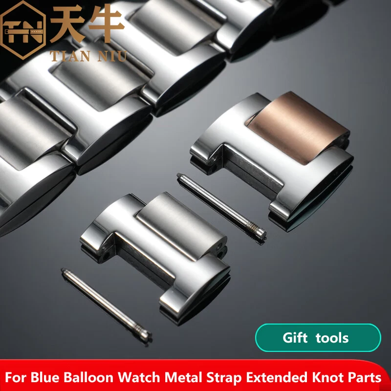 Bracelet de montre en acier inoxydable pour hommes et femmes, extension de chaîne, rallonge de bracelet, ballon bleu Cartier, section métallique