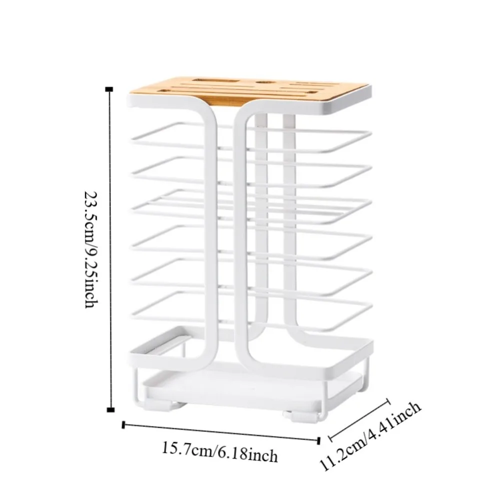 Multiple Slots Kitchen Cutter Holder with Drain Tray Ventilated Kitchen Cutter Organizer Metal Stable Cutter Storage Rack