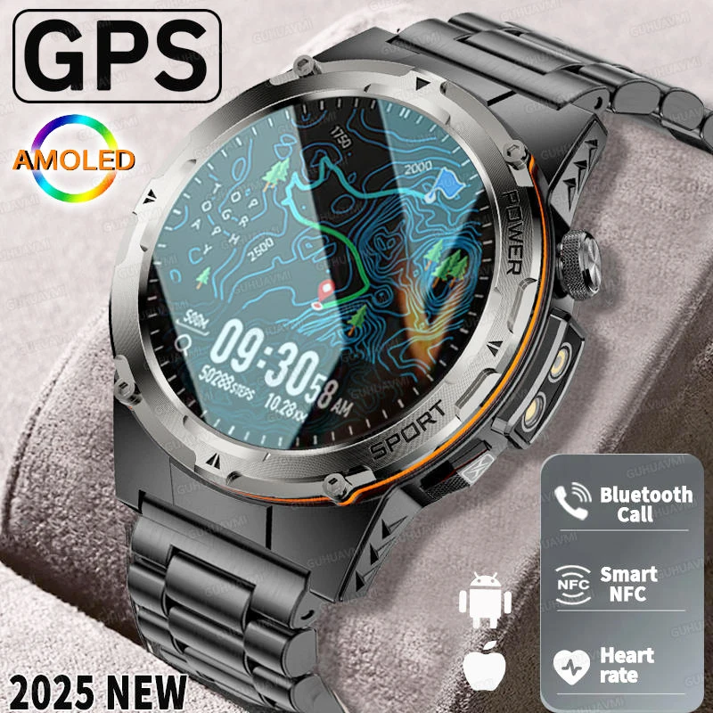 2025New لهواوي GT5 برو ساعة ذكية الرجال HD AMOLED شاشة GPS مسار الحركة معدل ضربات القلب بلوتوث دعوة 1.52 "الساعة الذكية IP68