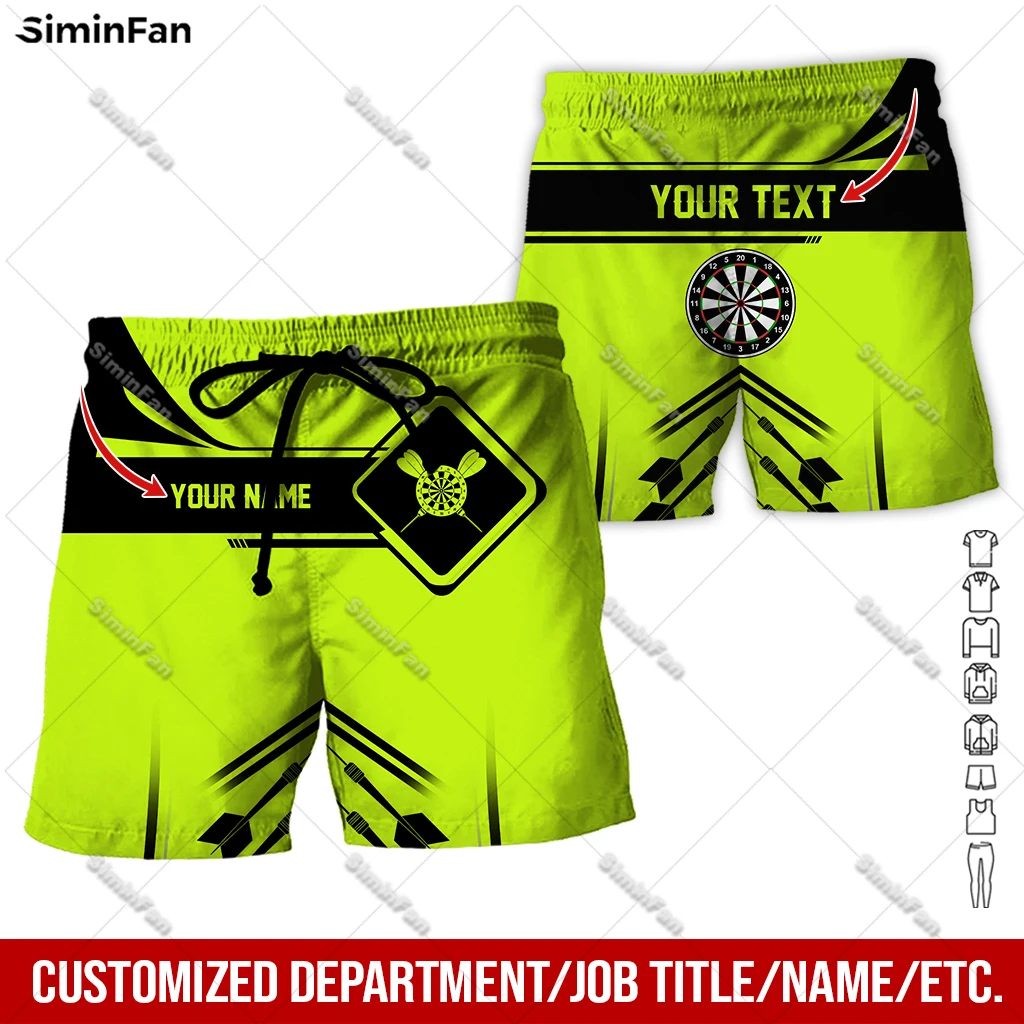 Custom Name Love Darts Pattern Men Board Shorts 3D Full Printed Male Summer Hawaii Short Trouser Casual Beach Pant with Pocket-2