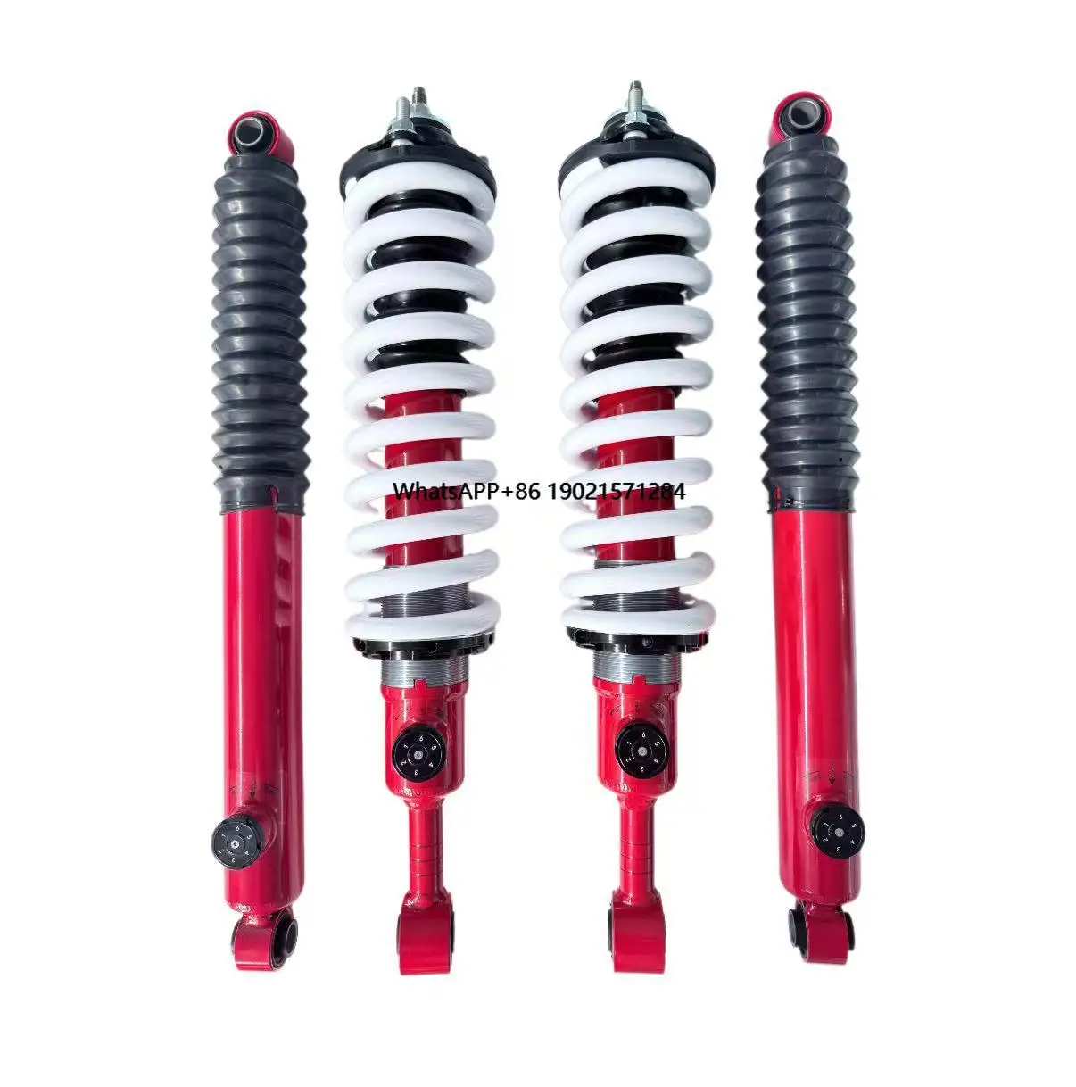 T9 6-Stage Adjustable Compression Shock Absorbers 2-Inch Lift 58mm Diameter Red Color for Front and Rear Vehicles