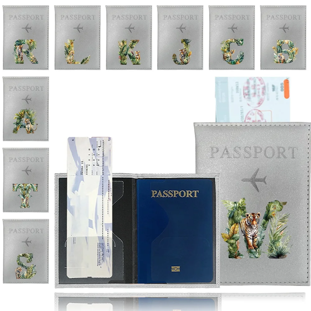 

Classic Vintage Design Passport Cover Travel Document Credit Id Card Premium PU Leather Passport Pouch Jungle Tiger Letter Print